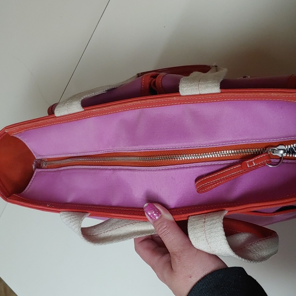 Coach Garden Pink Twill Large Shoulder Bag - Picture 15 of 17